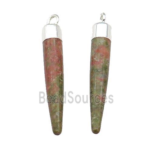 Unakite Bullet Pendant Silver Plated