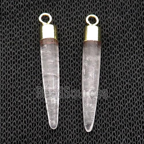 Clear Quartz Bullet Pendant Gold Plated