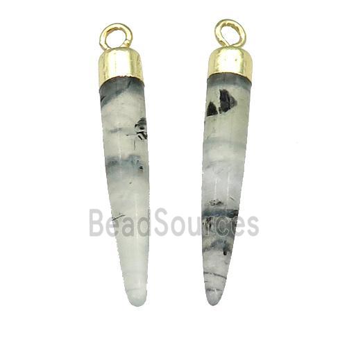 Green Prehnite Bullet Pendant Gold Plated