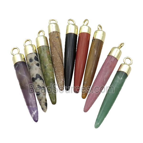 Mix Gemstone Bullet Pendant Gold Plated