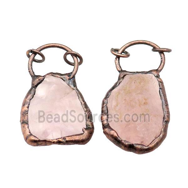 Pink Rose Quartz Nugget Pendant Freeform Antique Red