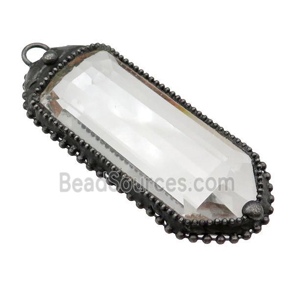 Crystal Glass Pendant Gunmetal Black