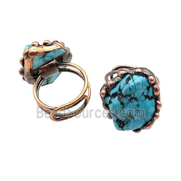 Blue Magnesite Turquoise Nugget Ring Antique Red