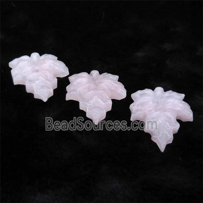 Pink Rose Quartz MapleLeaf Pendant