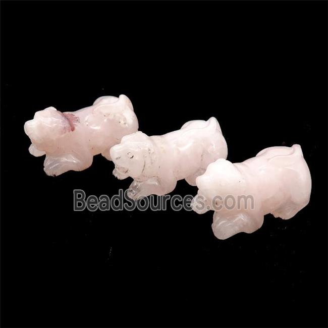 Pink Rose Quartz Dog No Hole