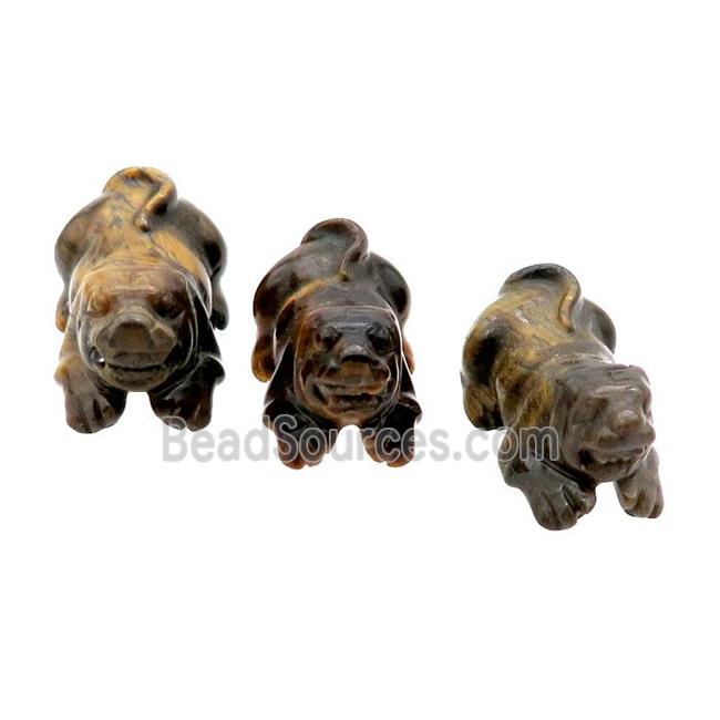 Tiger Eye Stone Dog No Hole