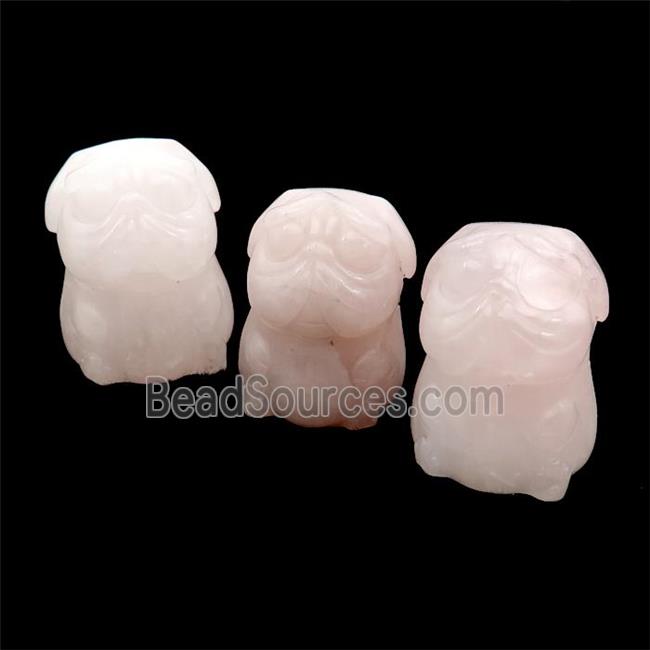 Pink Rose Quartz Sharpei Dog No Hole