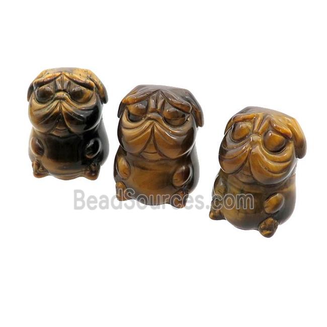 Yellow Tiger Eye Stone Sharpei Dog No Hole