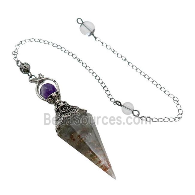 Labradorite Chips Resin Pendulum Pendant Antique Silver