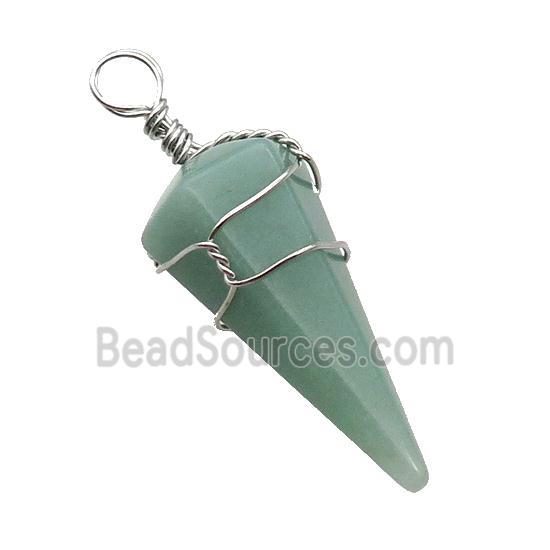 Green Aventurine Pendulum Pendant Wire Wrapped