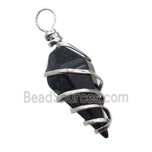 Blue Sandstone Pendulum Pendant Wire Wrapped