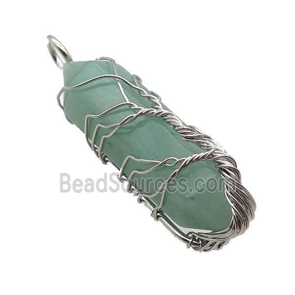 Green Aventurine Bullet Pendant Tree Wire Wrapped