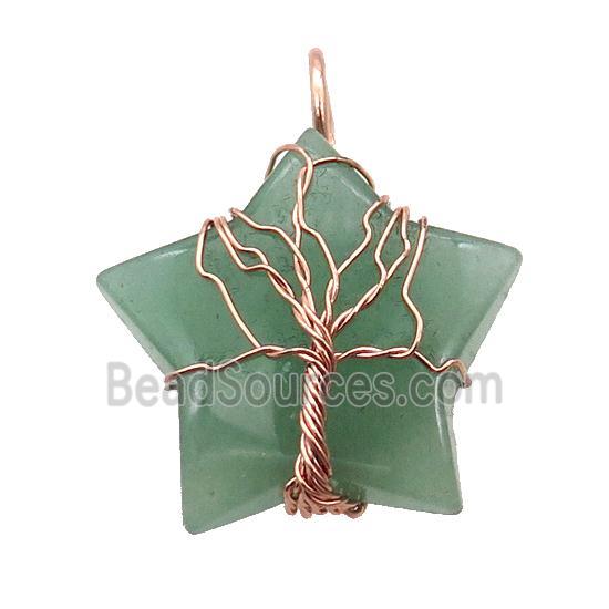 Green Aventurine Star Pendant Tree Wire Wrapped