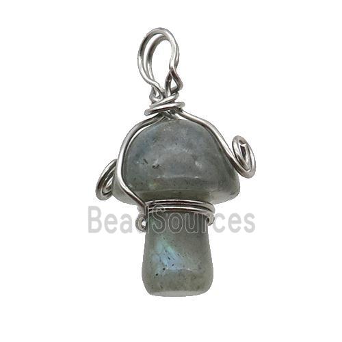 Labradorite Mushroom Pendant Wire Wrapped