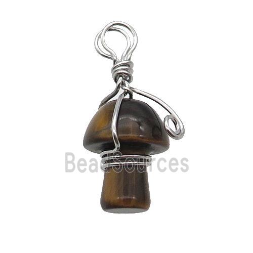 Tiger Eye Stone Mushroom Pendant Wire Wrapped