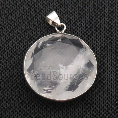 Clear Quartz Button Pendant