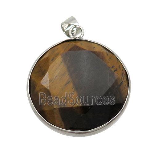 Tiger Eye Stone Button Pendant