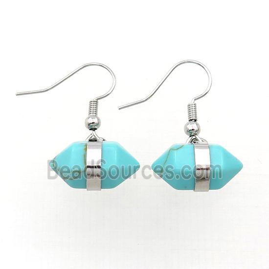 Dye Turquoise Copper Hook Earring Bullet Platinum Plated