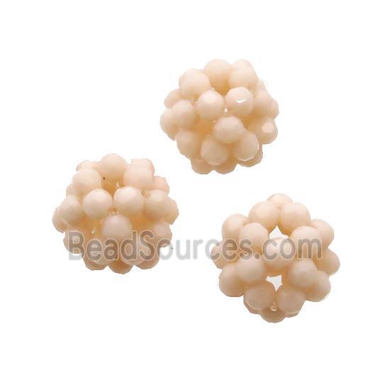 Peach Crystal Glass Ball Cluster Beads