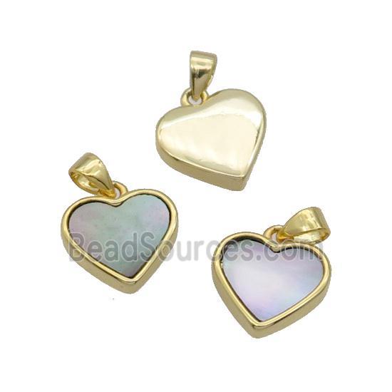 Gray Abalone Shell Heart Pendant Gold Plated