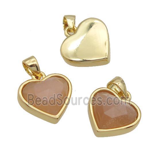 Peach Sunstone Heart Pendant Gold Plated