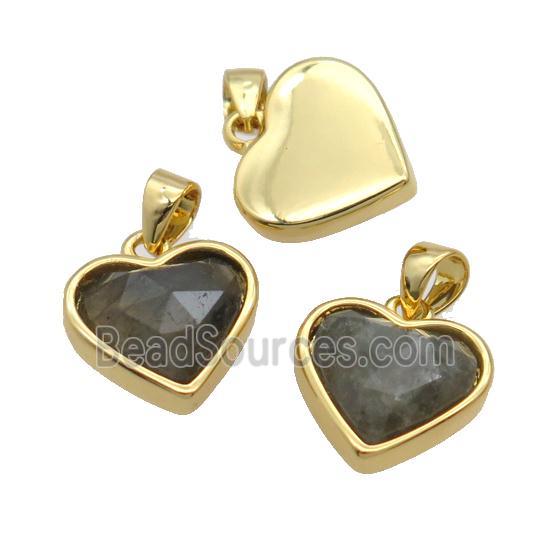 Labradorite Heart Pendant Gold Plated