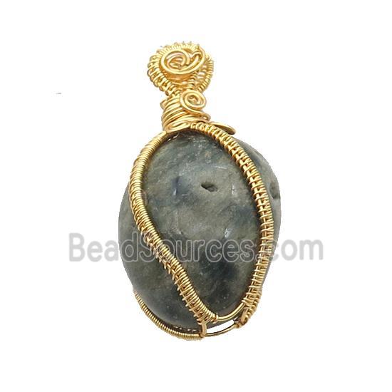 Labradorite Nugget Pendant Freeform Wire Wrapped