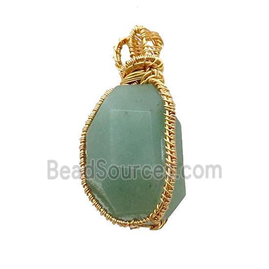 Green Aventurine Pendant Freeform Wire Wrapped