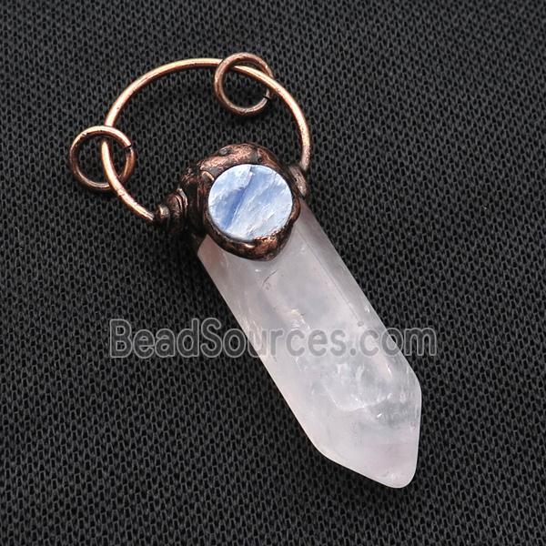 Crystal Quartz Bullet Pendant With Kyanite Antique Red