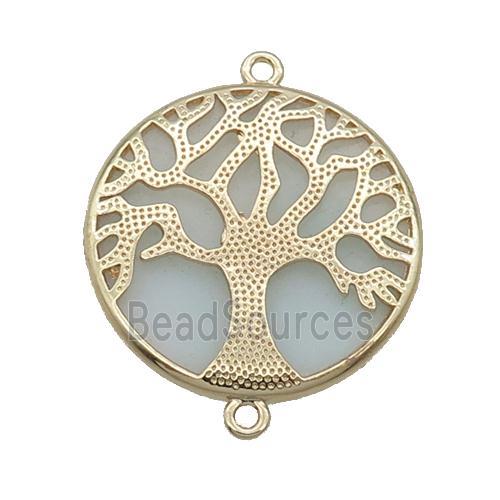 Amazonite Copper Connector Tree Of Life Circle Gold Plated