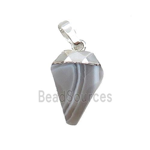 Botswana Agate Arrowhead Pendant Silver Plated