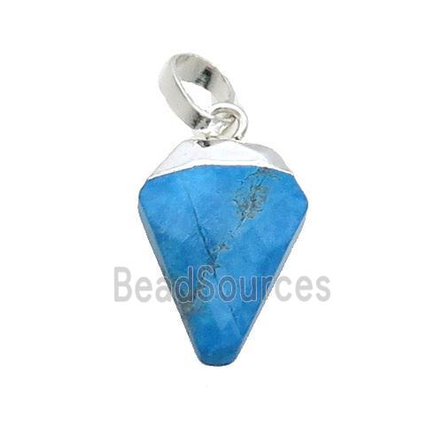 Blue Turquoise Arrowhead Pendant Dye Silver Plated