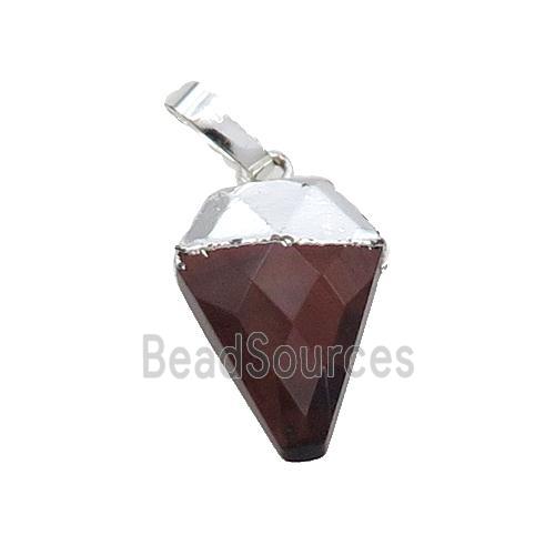 Red Tiger Eye Stone Arrowhead Pendant Silver Plated