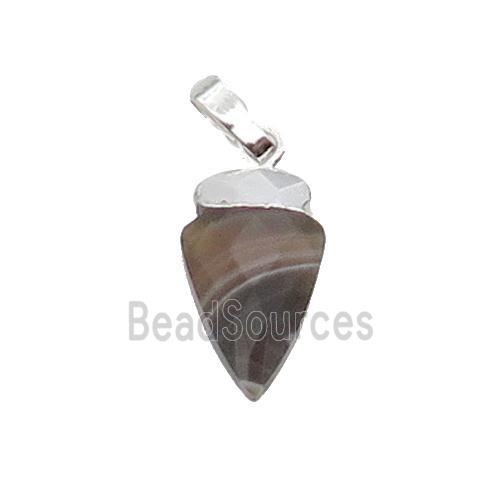 Botswana Agate Arrowhead Pendant Silver Plated