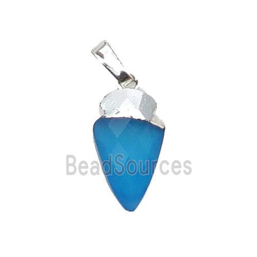 Blue Agate Arrowhead Pendant Dye Silver Plated