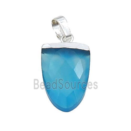 Blue Agate Tongue Pendant Dye Silver Plated