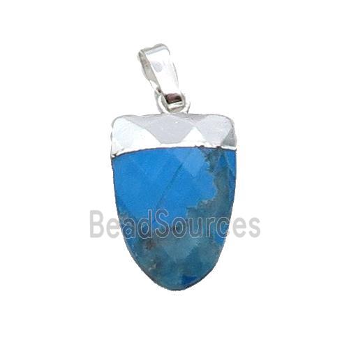 Blue Turquoise Tongue Pendant Dye Silver Plated