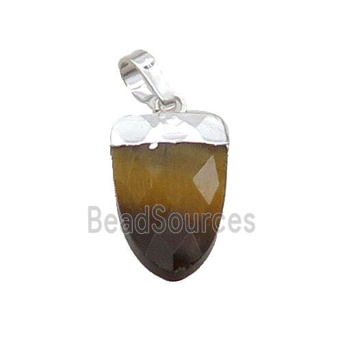 Tiger Eye Stone Tongue Pendant Silver Plated