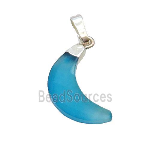 Blue Agate Moon Pendant Dye Silver Plated