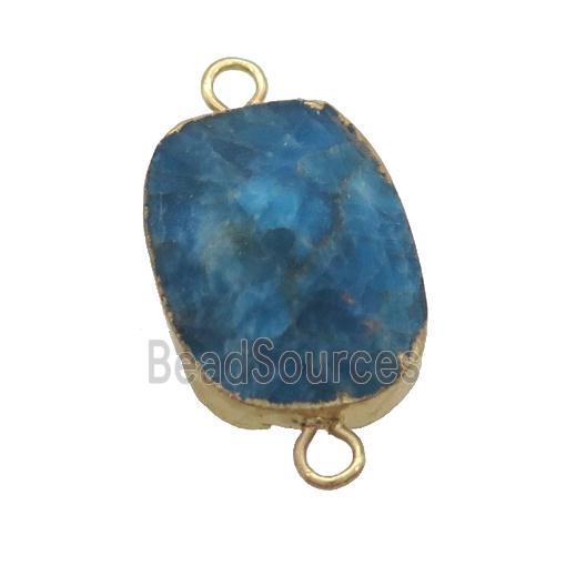 Blue Apatite Oval Connector Point Gold Plated