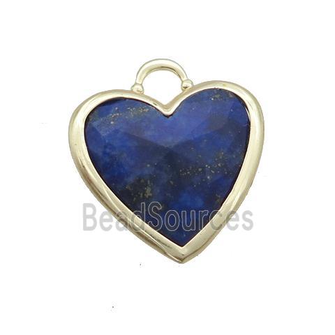 Blue Lapis Lazuli Heart Pendant Faceted Gold Plated