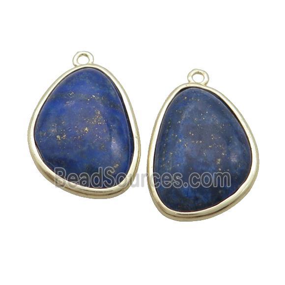 Blue Lapis Teardrop Pendant Gold Plated