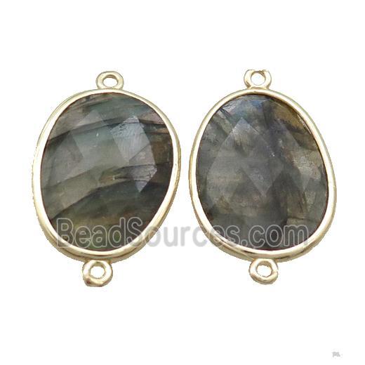 Labradorite Connector Faceted Oval Gold Plated