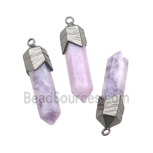 Lilac Lepidolite Bullet Pendant Black Plated