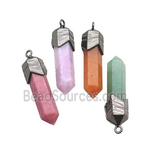 Mix Gemstone Bullet Pendant Black Plated