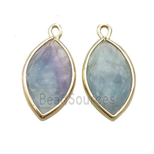 Natural Fluorite Pendant Multicolor Faceted Horseeye Gold Plated