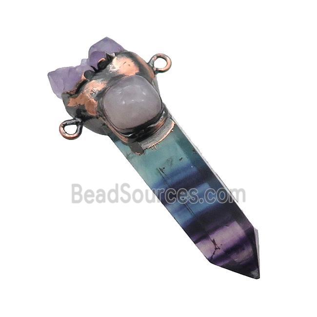 Natural Fluorite Bullet Pendant Amethyst Antique Red