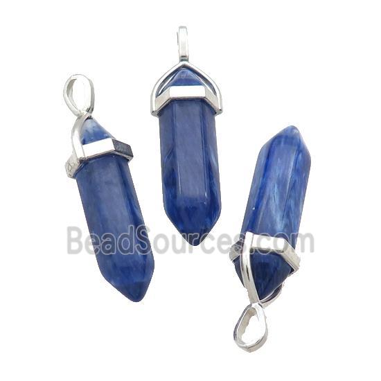 Synthetic Quartz Bullet Pendant Blue