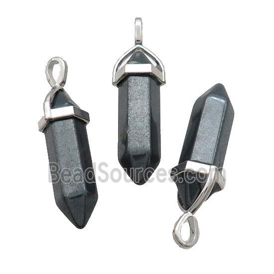 Natural Black Hematite Bullet Pendant