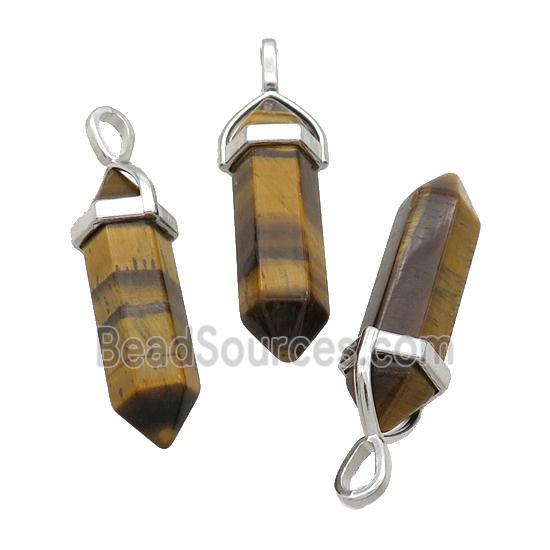 Natural Tiger Eye Stone Bullet Pendant Yellow